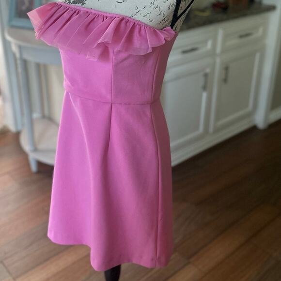 NWT French Connection Pink Organza Strapless Mini Dress, Size 6 - Picture 4 of 10
